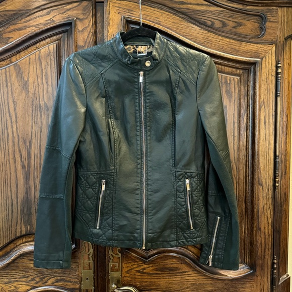 Black Rivet Faux Leather Forest Green Jacket XS - Picture 4 of 5